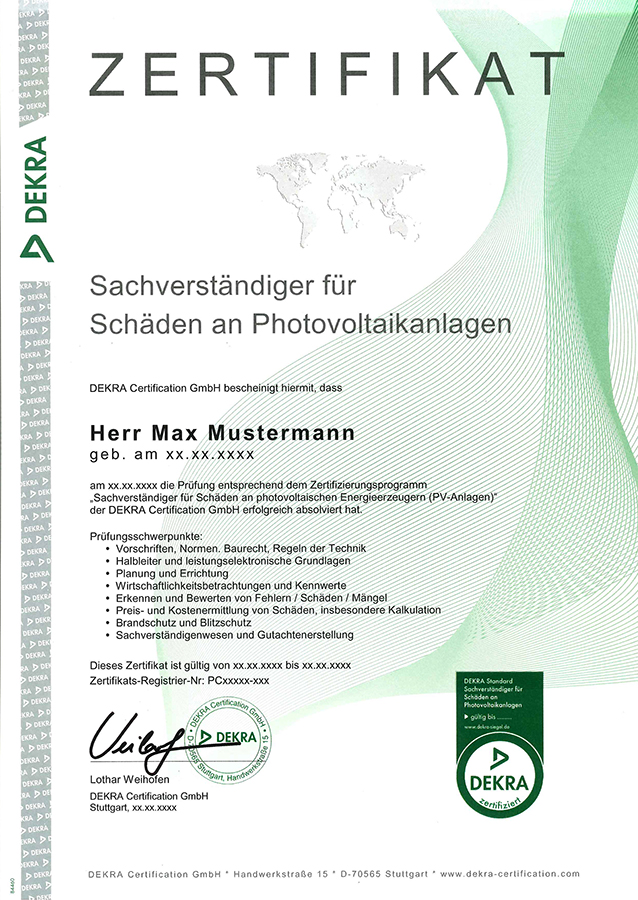 Dekra Zertifizierter Sachverstandiger Fur Photovoltaik Anlagen Der Qm Akademie